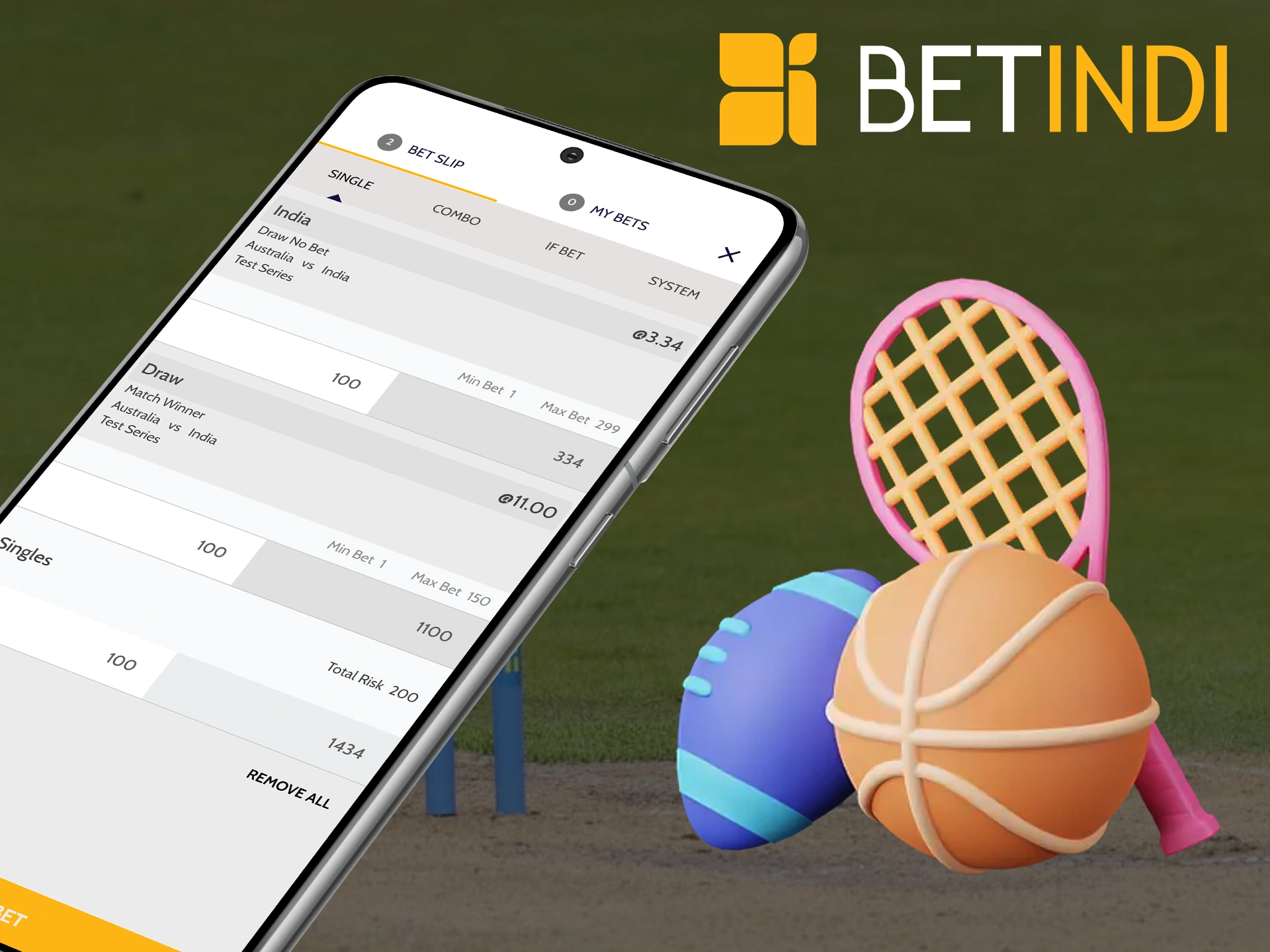 You can place one or more bets at a time on the Betindi app.