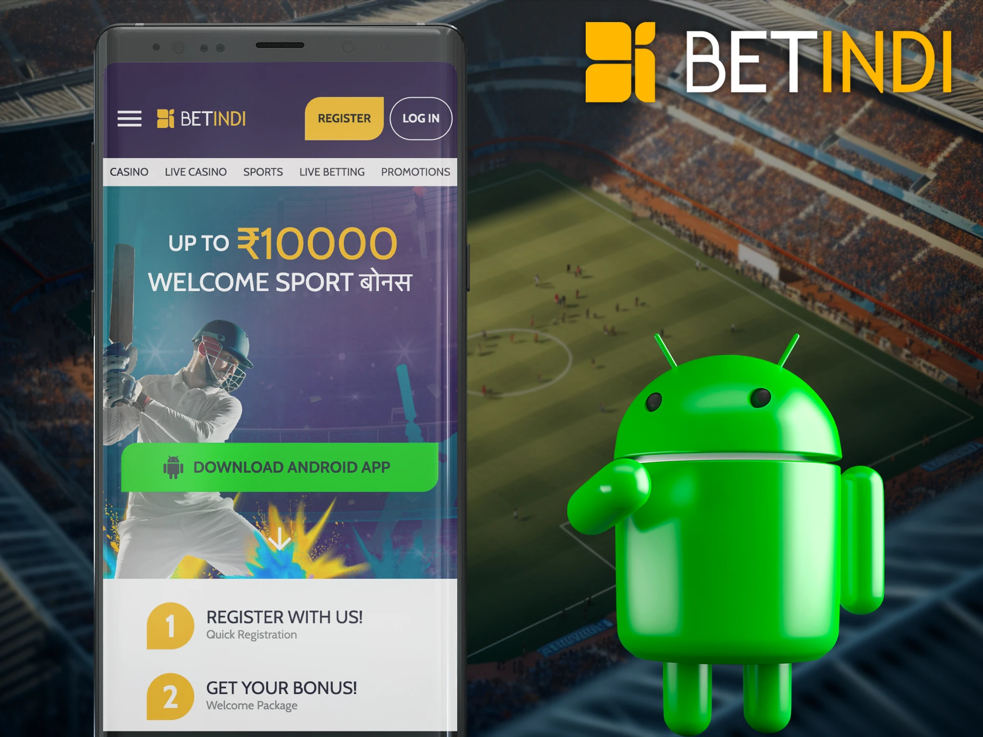 Install the Betindi app on your smartphone and enjoy the game anytime.