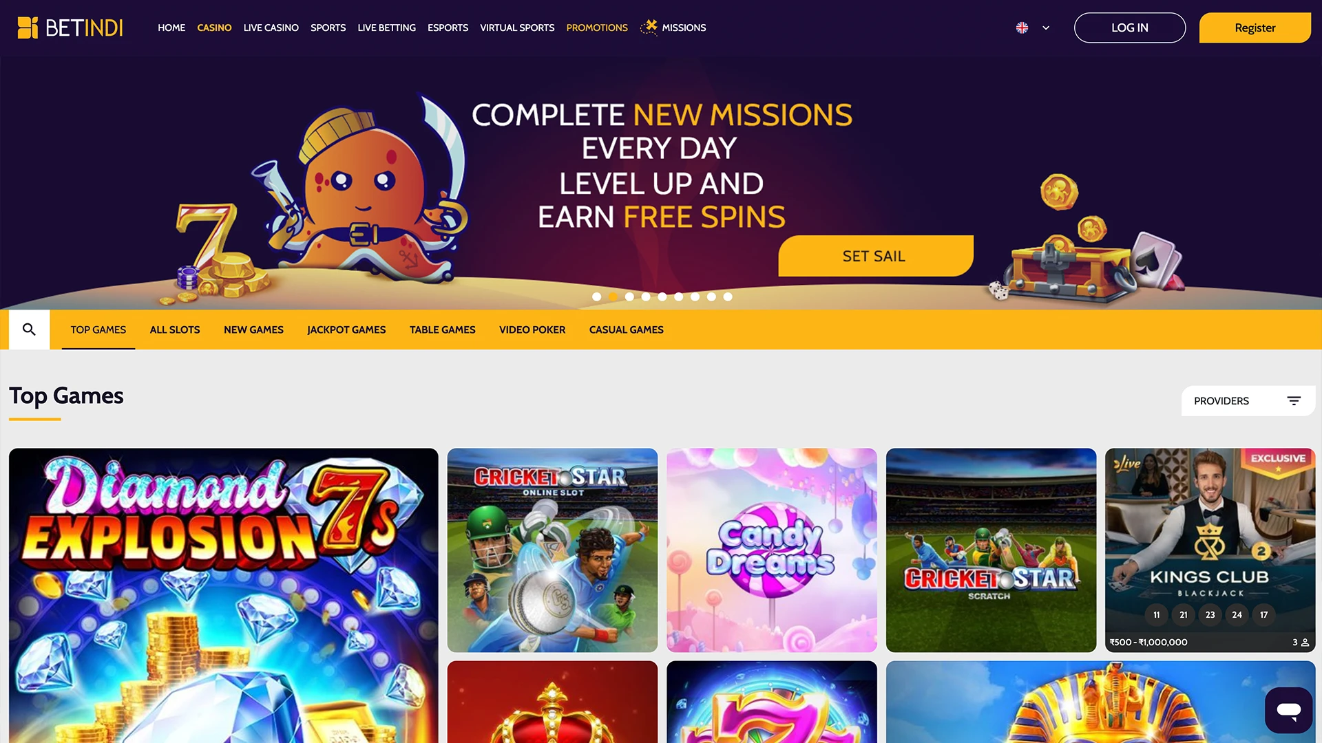 Betindi offers its players a wide range of casino games for every user.