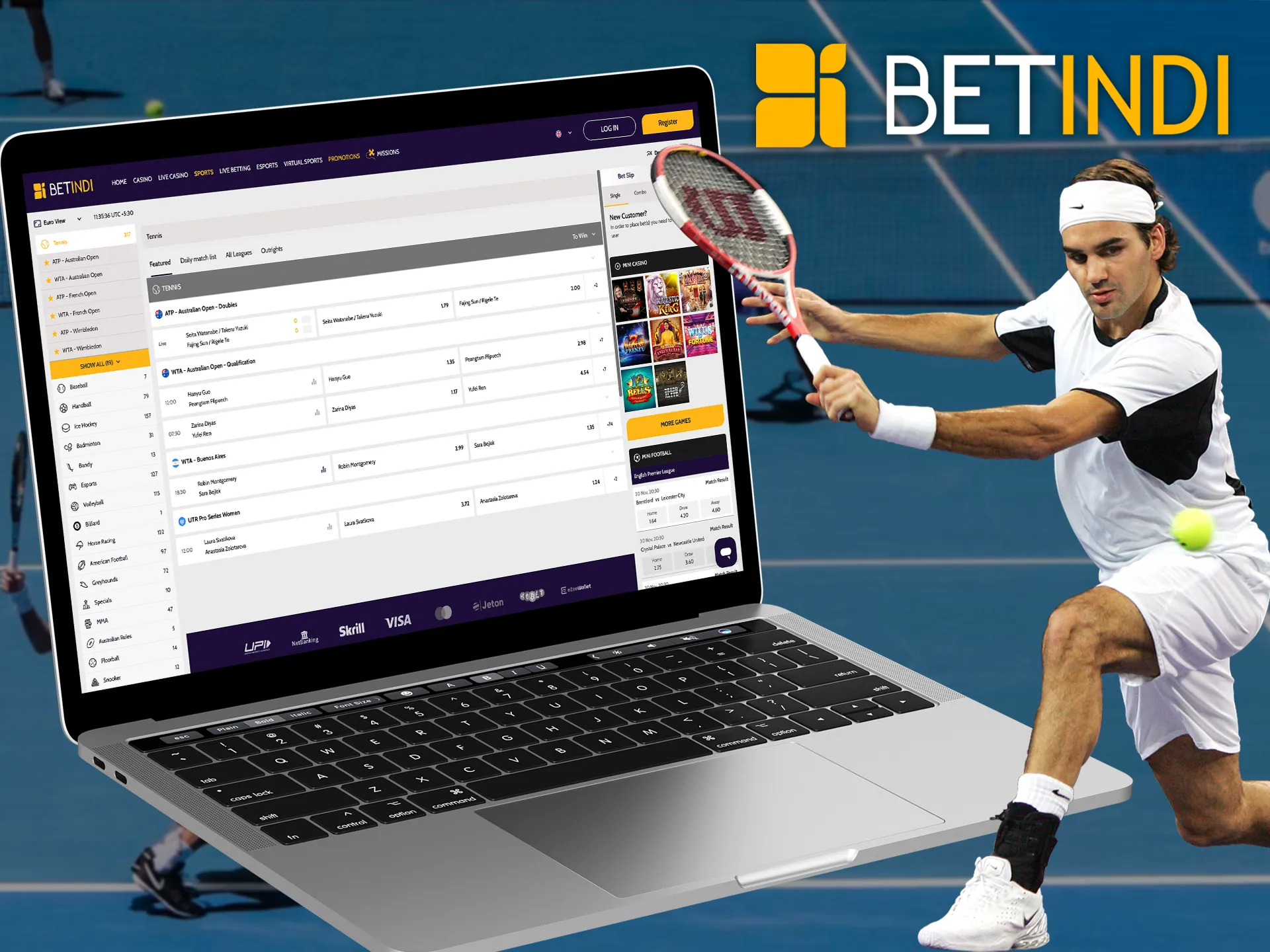 Try your luck by predicting the outcome of a tennis match at Betindi.