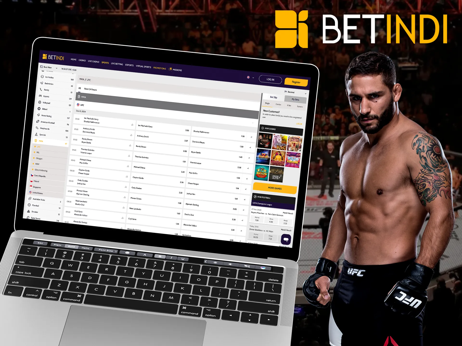 Enter UFC tournaments by betting on one of the fighters in Betindi.