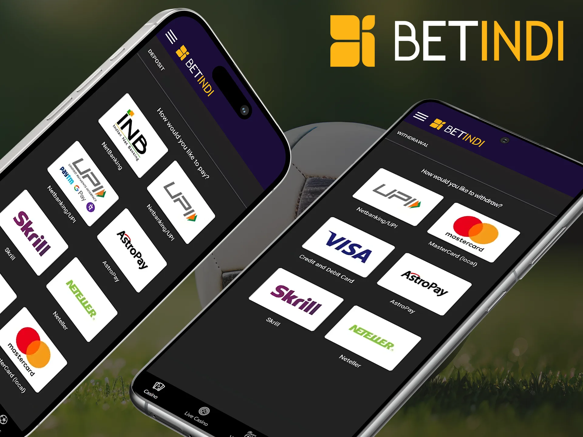 You can make transactions on the Betindi mobile app.