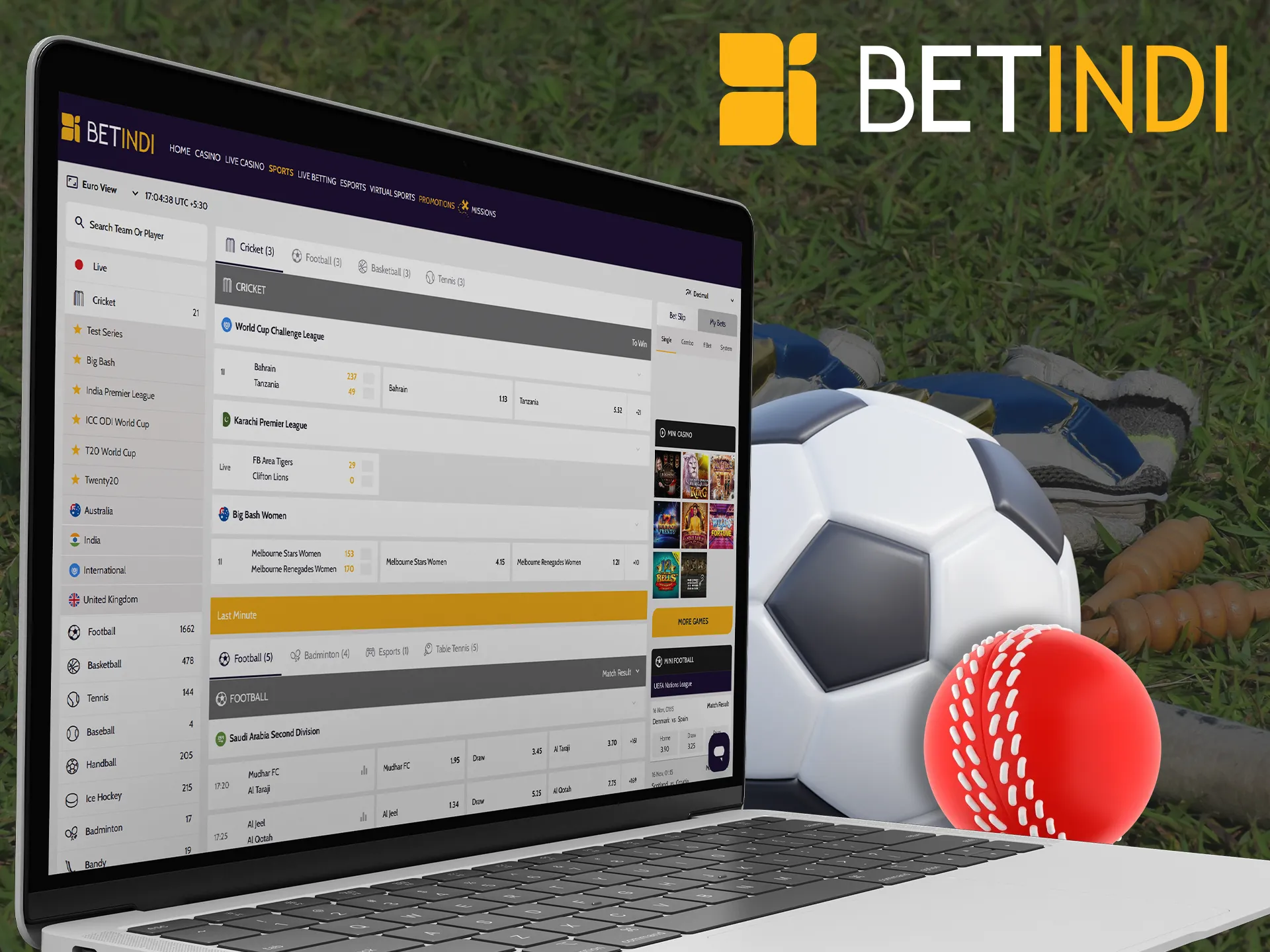 Top up and start betting on sports with Betindi.