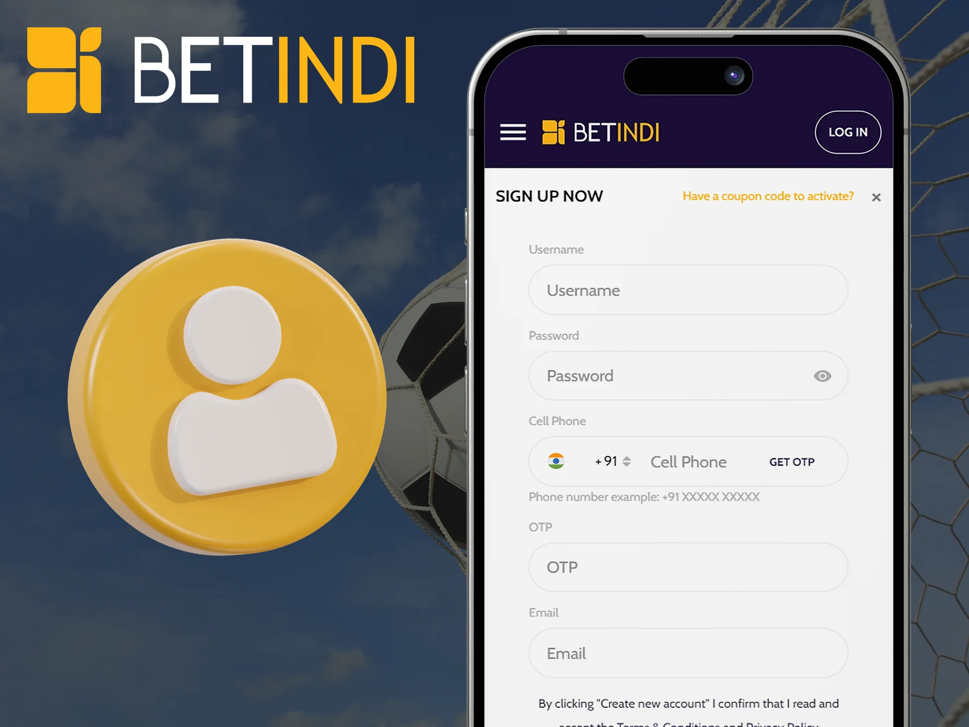 The registration process on the Betindi mobile app is pretty straightforward.