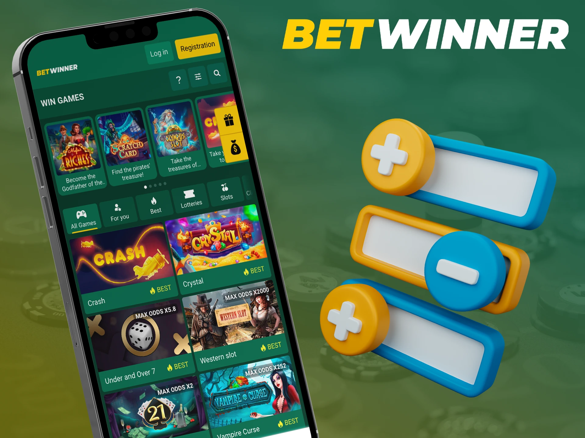 Choose the betting options that suit you in the Betwinner app.