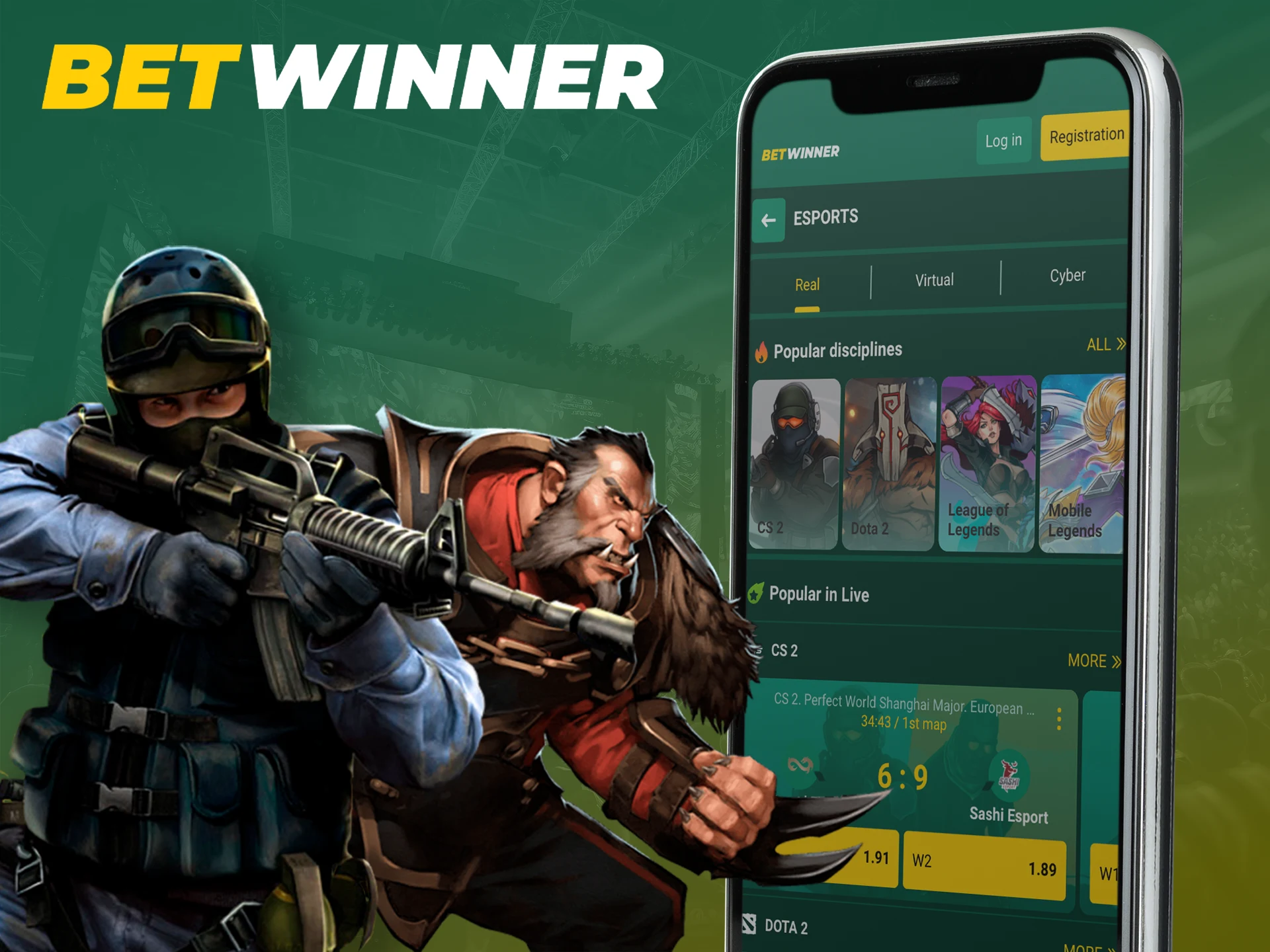 Don't miss the opportunity to bet on the best cyber sports tournaments on the Betwinner app.