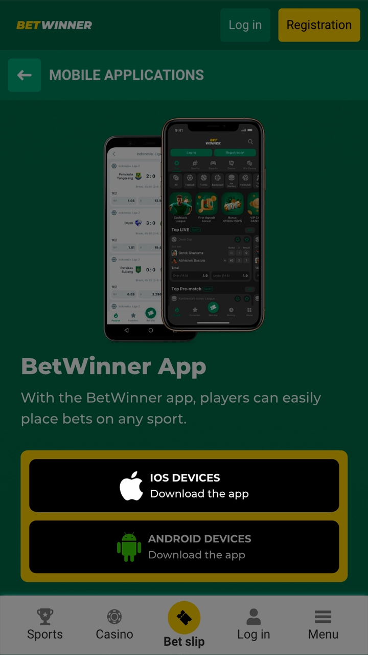 Start installing the Betwinner app then start betting.