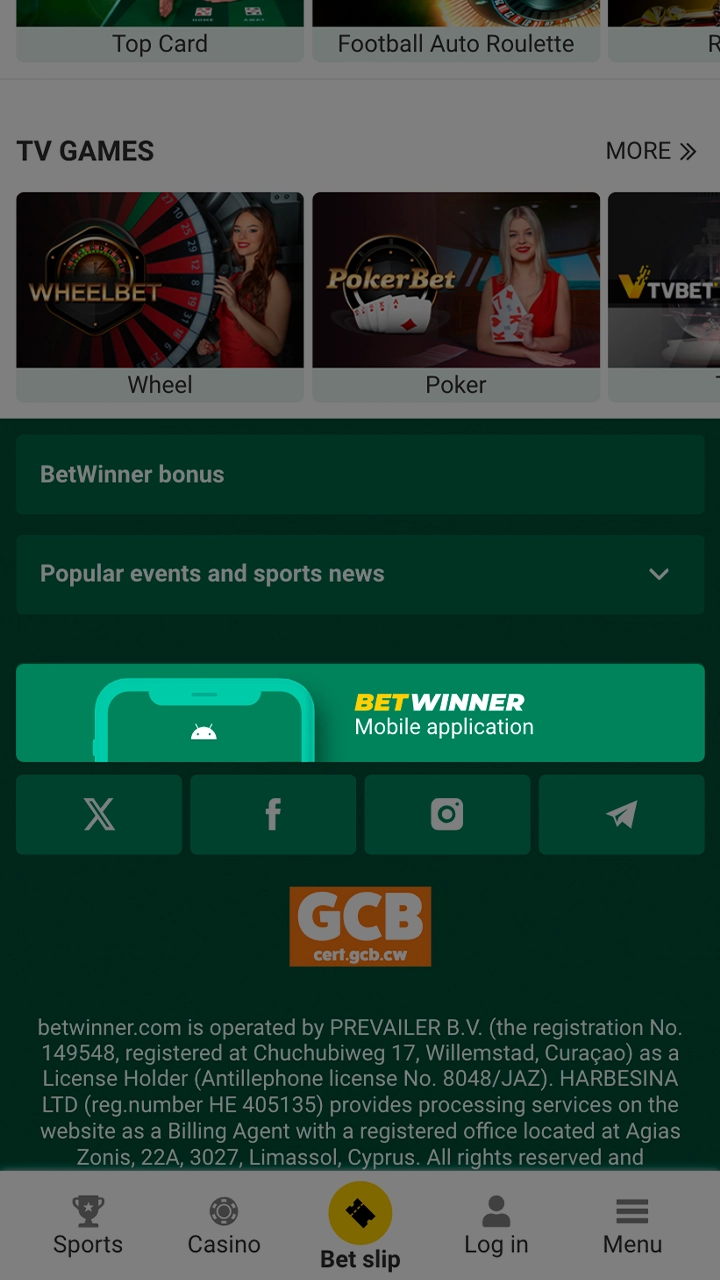 Go to the Betwinner website and go down below to find the Apps button.