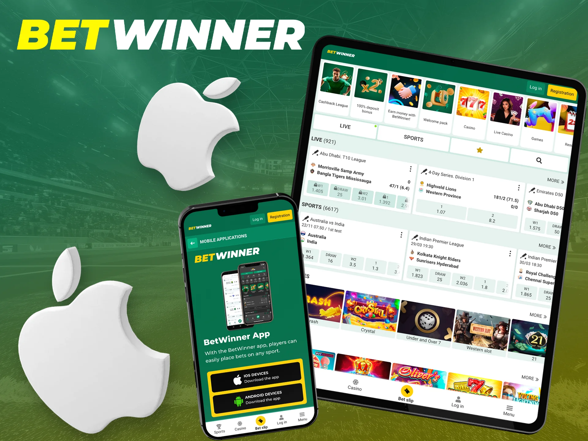 Install the Betwinner app on your iOS device and place your bets.