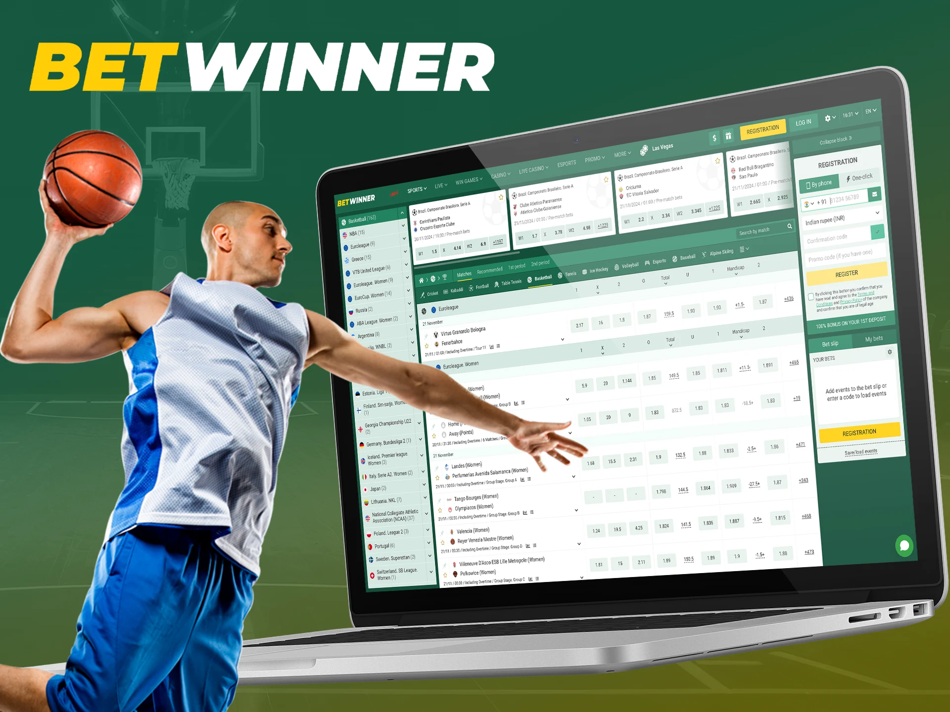 Take part in a basketball match by betting to win with Betwinner.