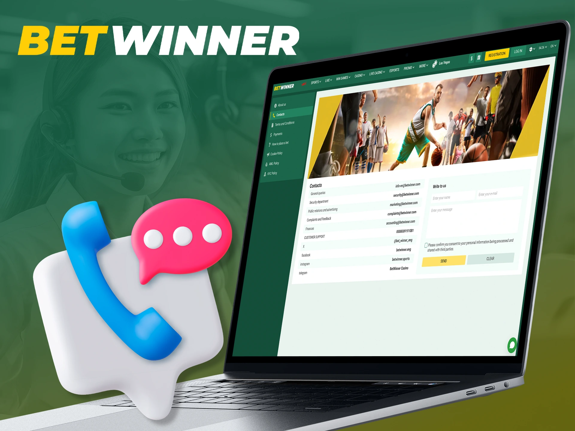 Use the support or contact information if you have problems with Betwinner.