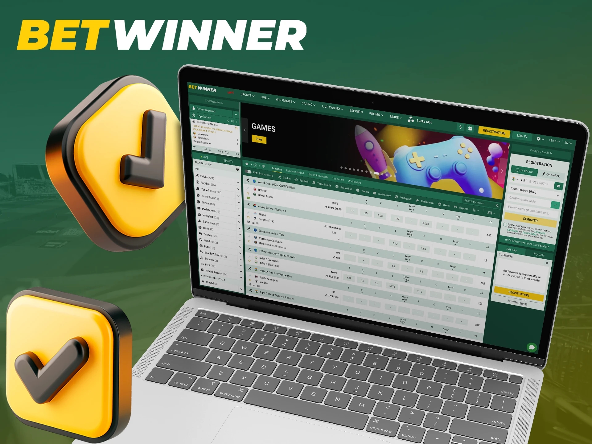 Betwinner is completely legal for users in India.