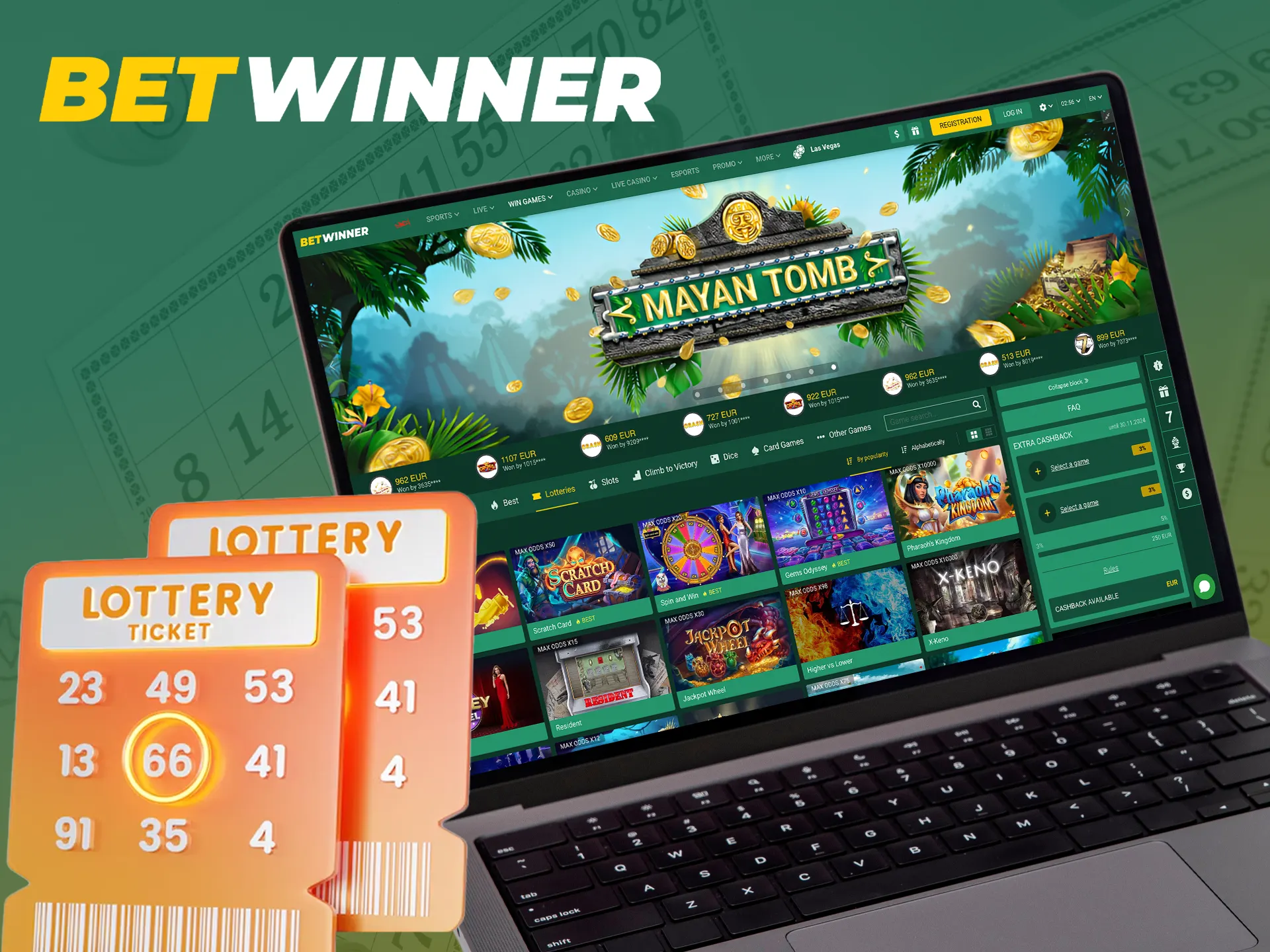 Choose your lucky ticket to win in the lotteries at Betwinner.