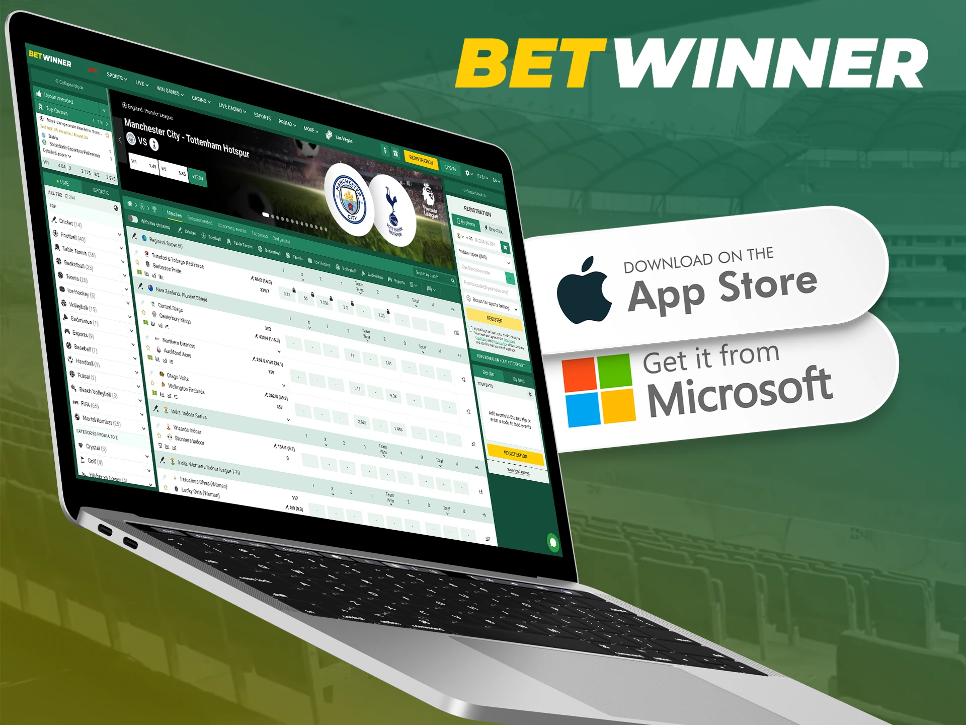 Use the Betwinner app on your PC for a better gaming experience.