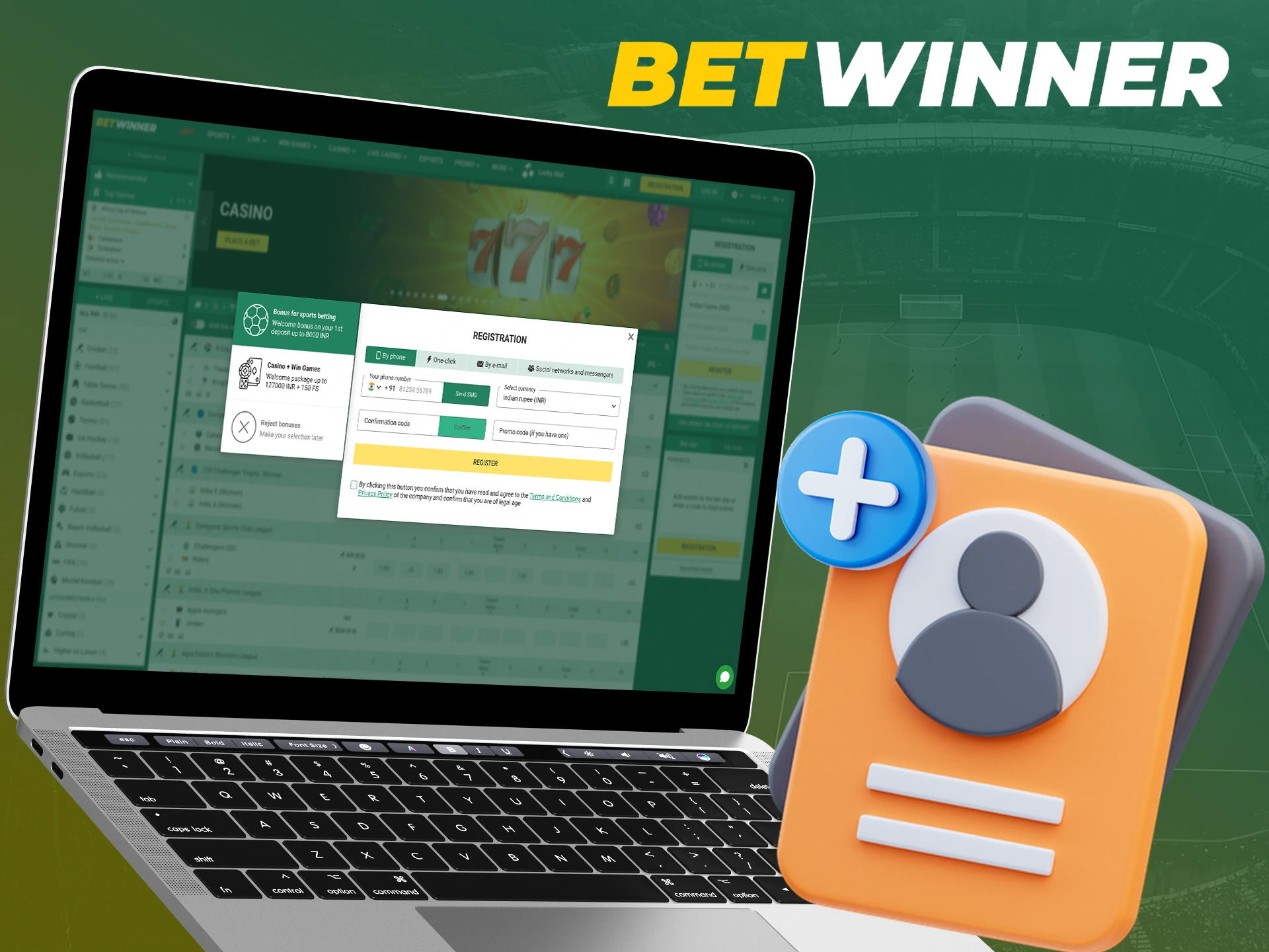 Before you start betting at Betwinner, register an account.