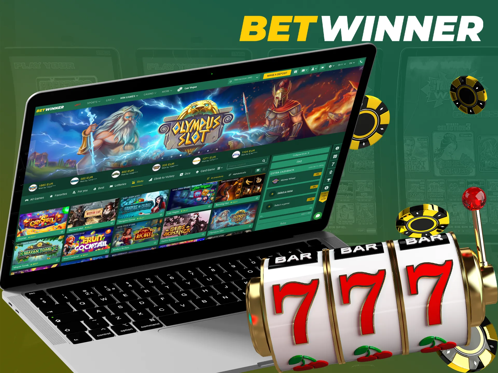 Spin slots with Betwinner and get the chance to win big.