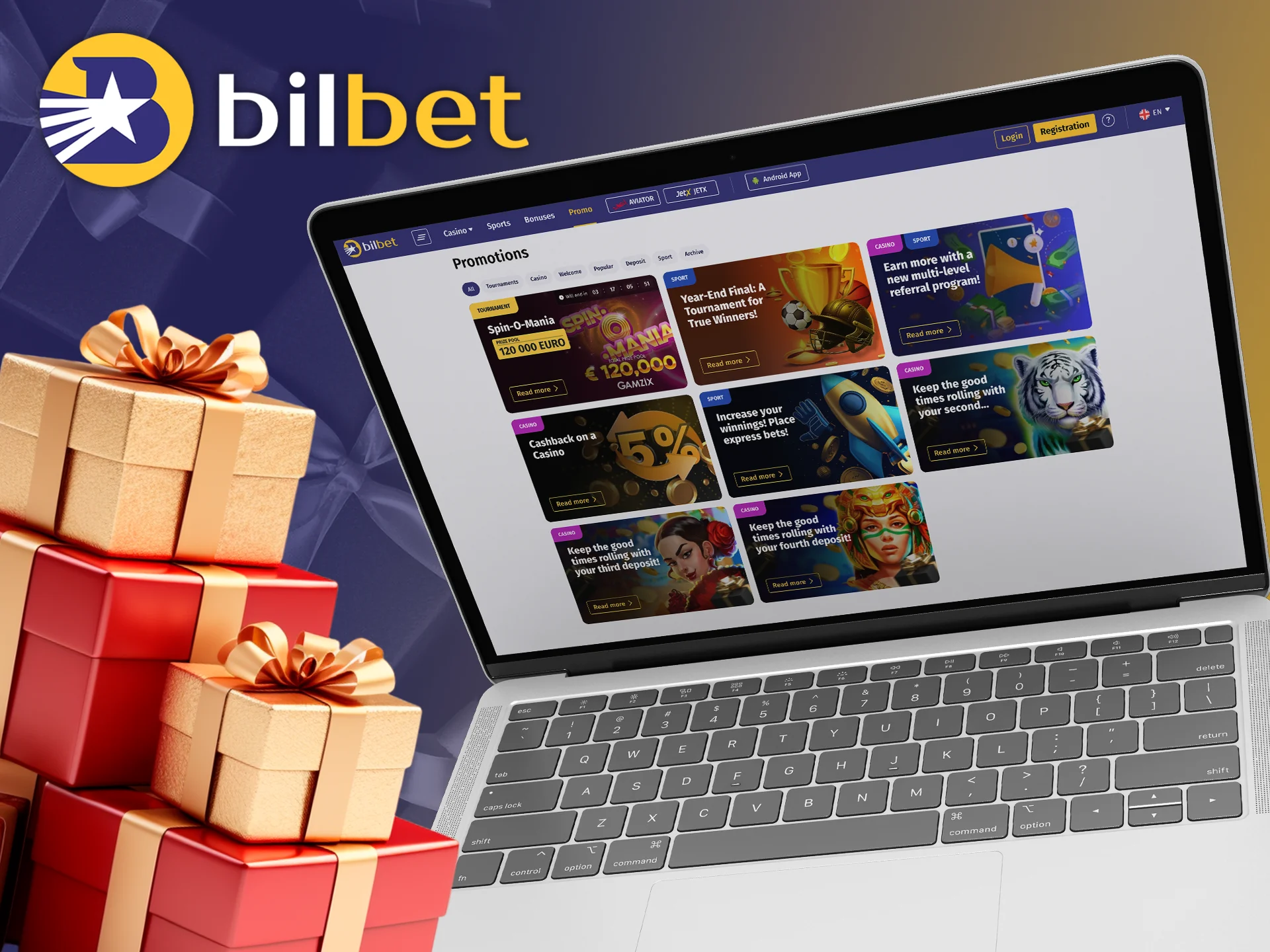 There are plenty of bonuses waiting for you at Bilbet for your bets.