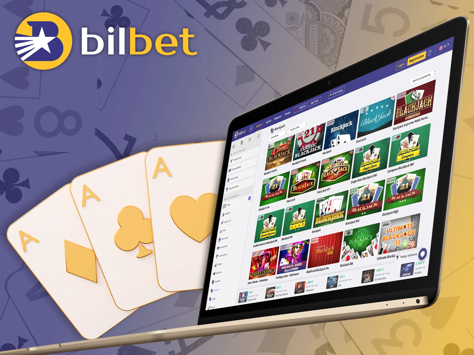 Play card games with Bilbet and start winning.