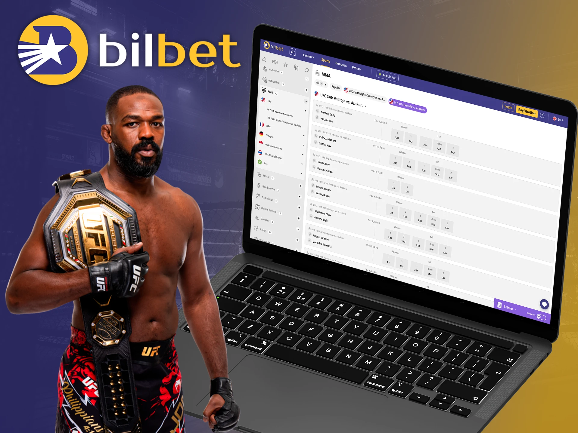 Pick a favorite among UFC fighters and bet on him at Bilbet.