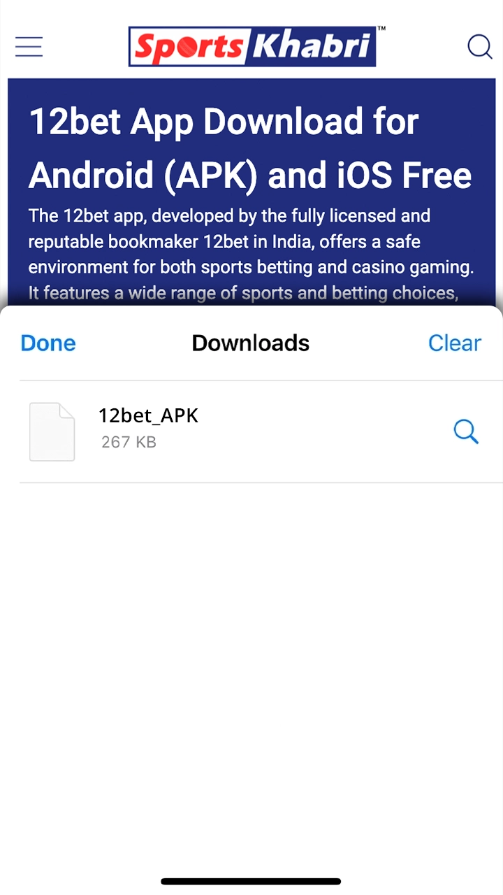 Open the downloads and start installing the 12bet app on your device.