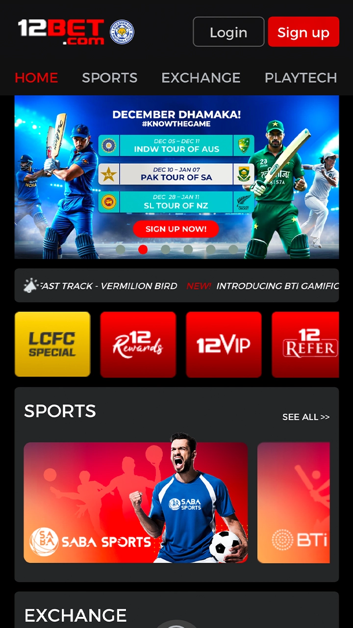 Safari will open the main page of the 12bet website.