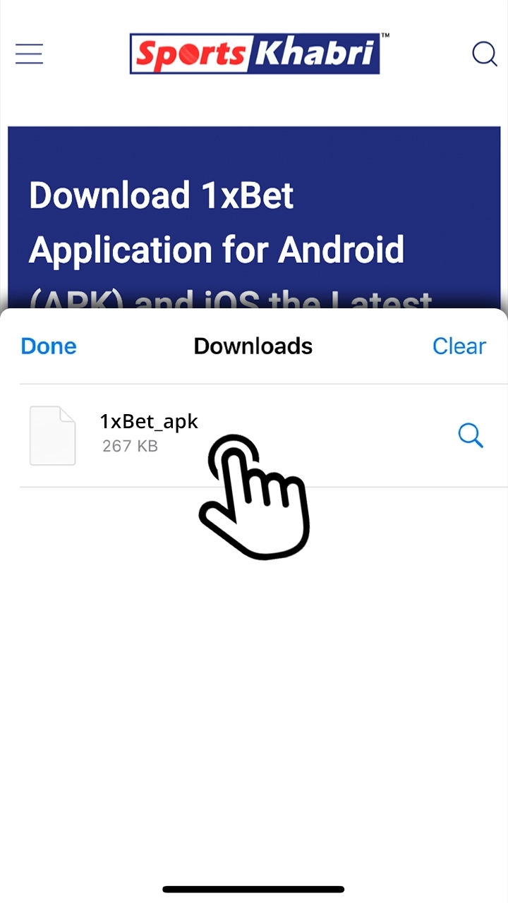 Go to your downloads folder and start installing 1xBet on your device.