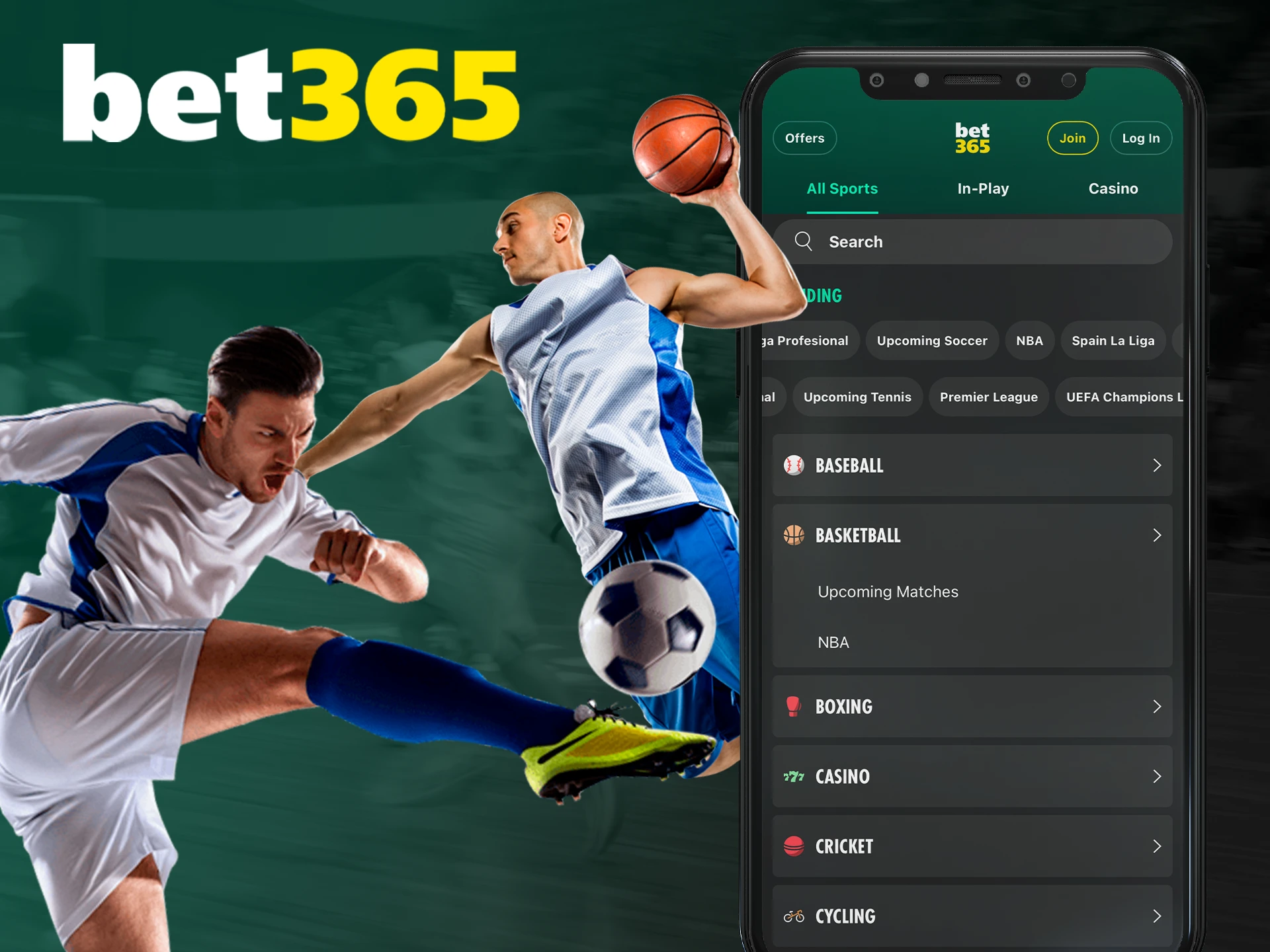 Visit the sports section of the bet365 app and find your favorites.