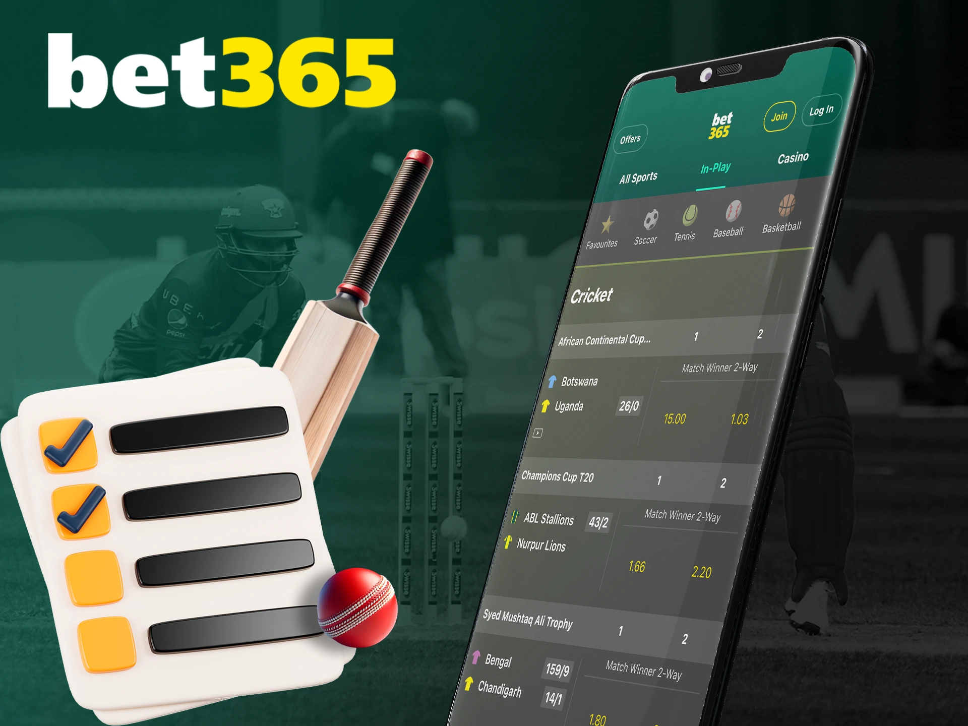 Use different options to increase the chance of winning in the bet365 app.