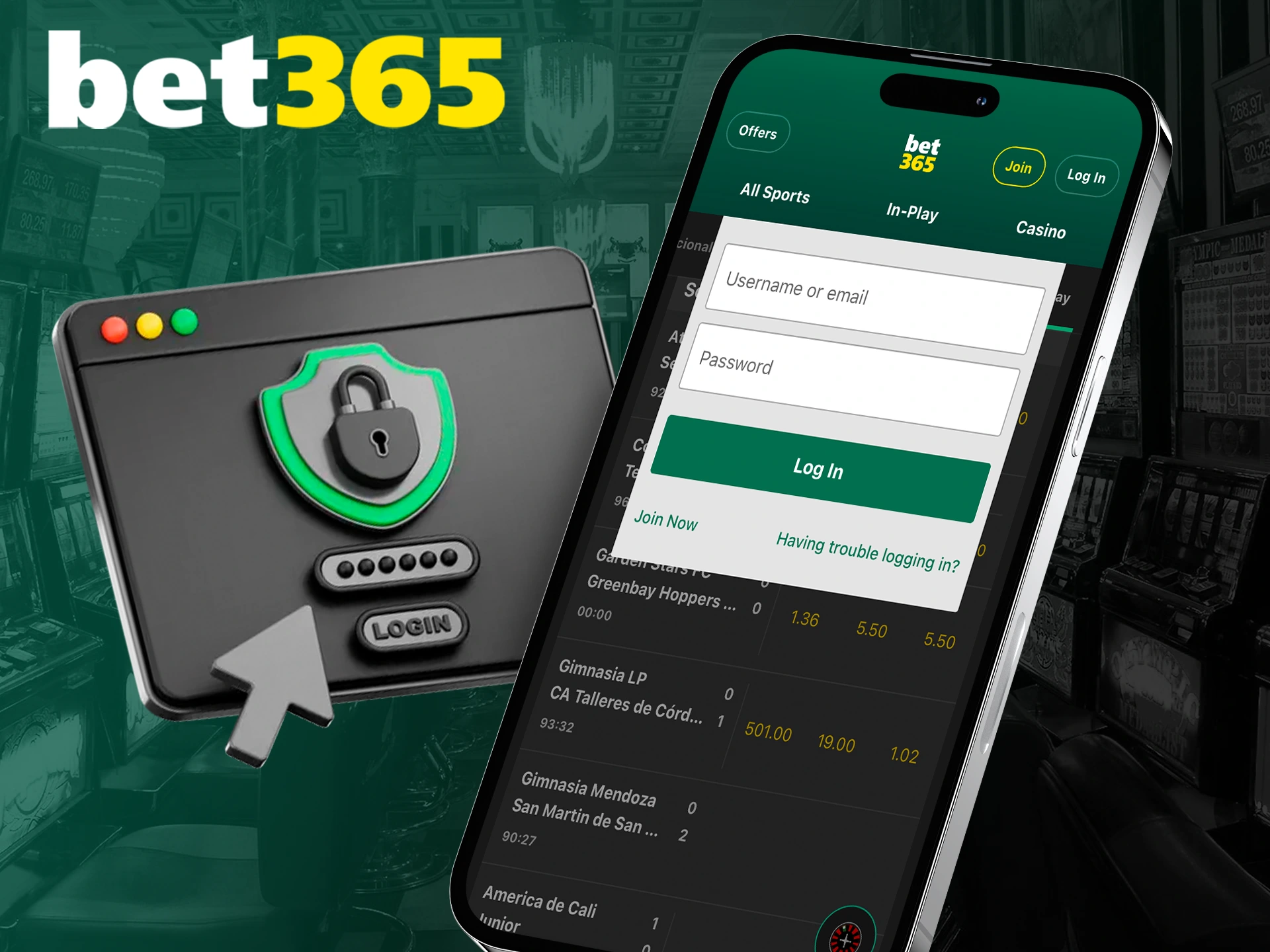 Sign in to your personal account to start betting in bet365 app.