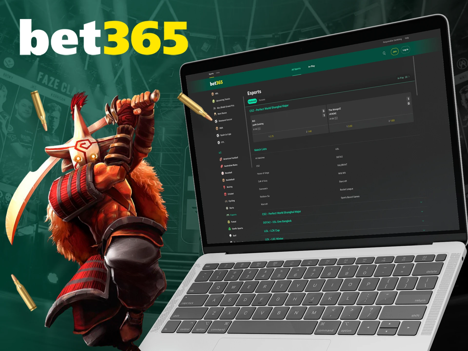 Bet365 offers its users a huge selection of bets on eSport games.