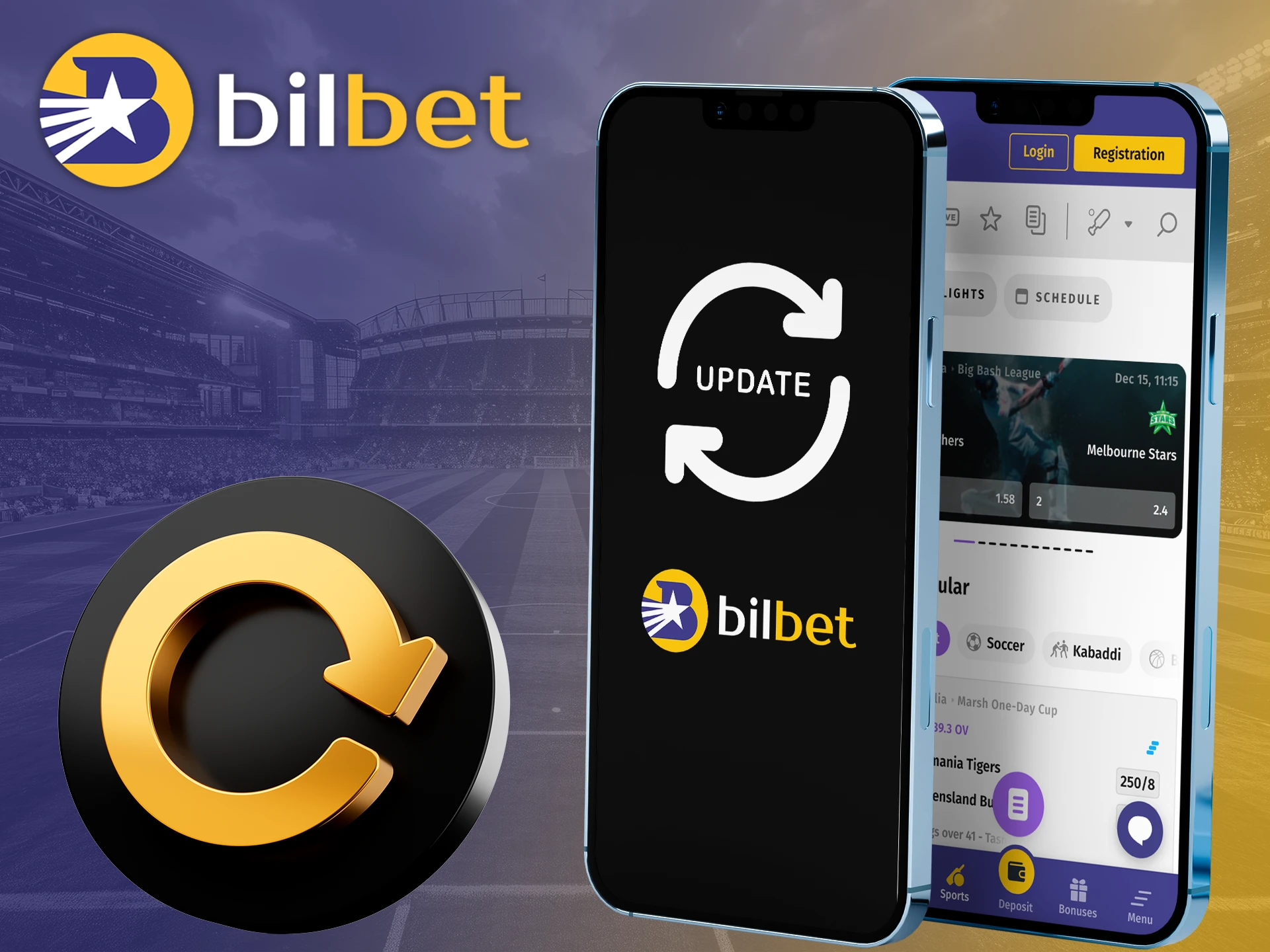 Use the latest version of the Bilbet app so you don't miss a bet.