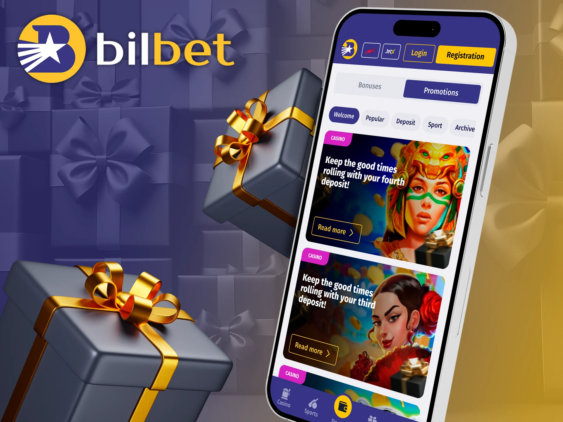 Get a welcome bonus from Bilbet for new users for successful betting.