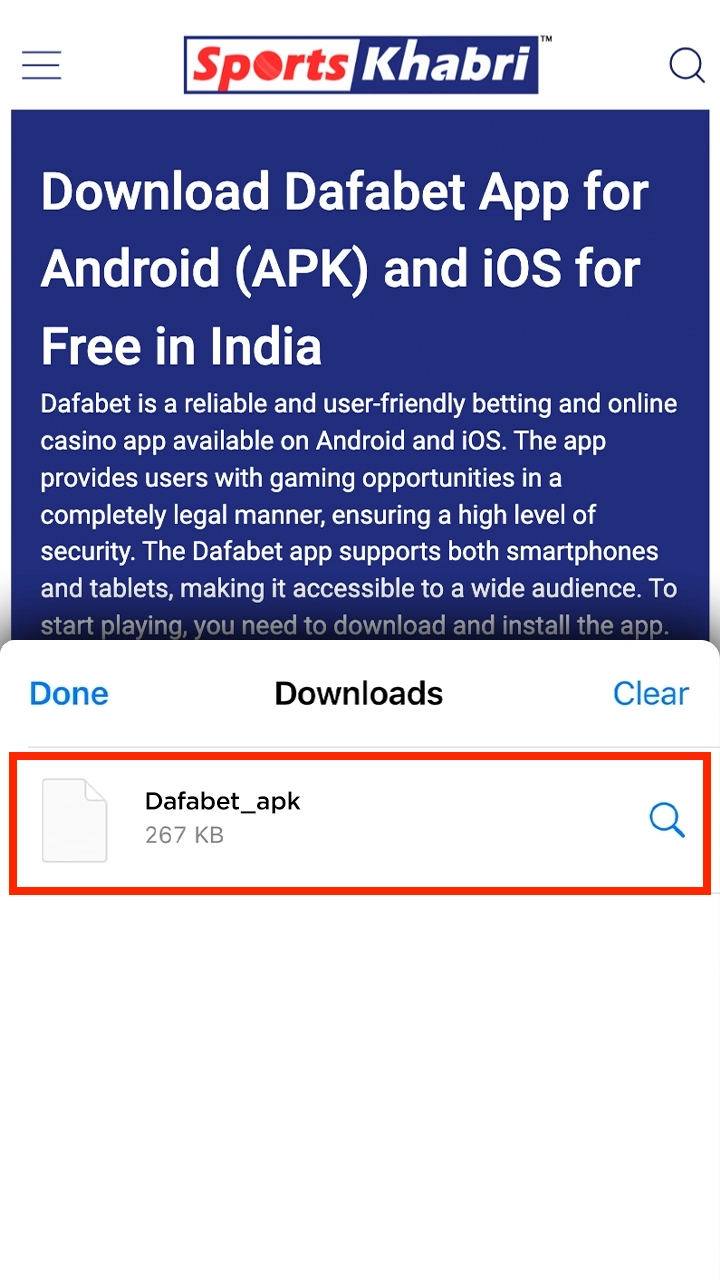 Navigate to the downloaded Dafabet APK file and start installing it.