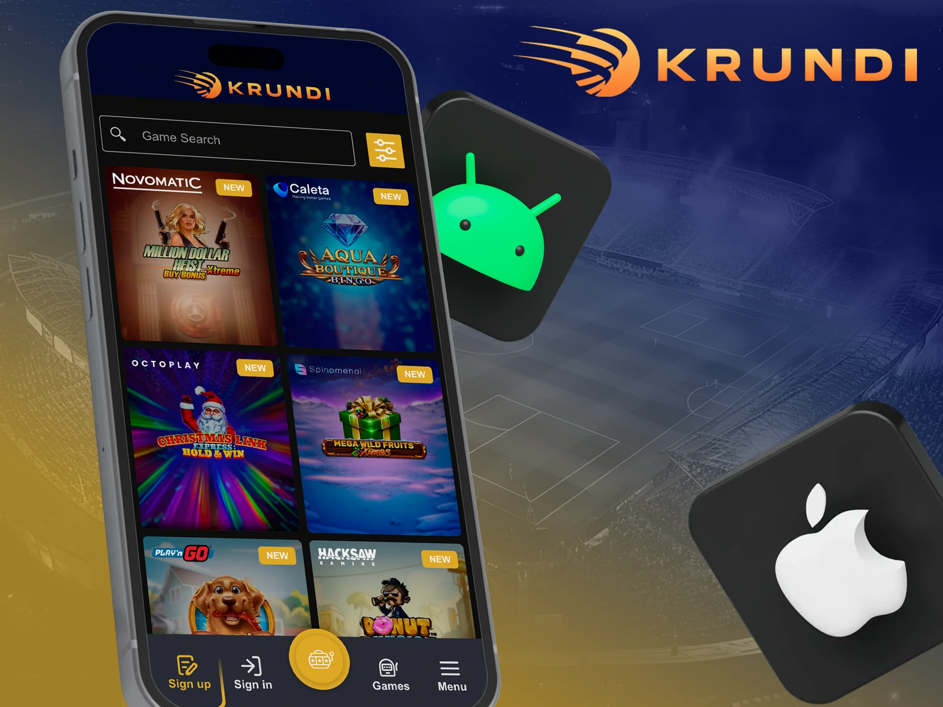 Krundi offers its players the use of an app for both iOS and Android.