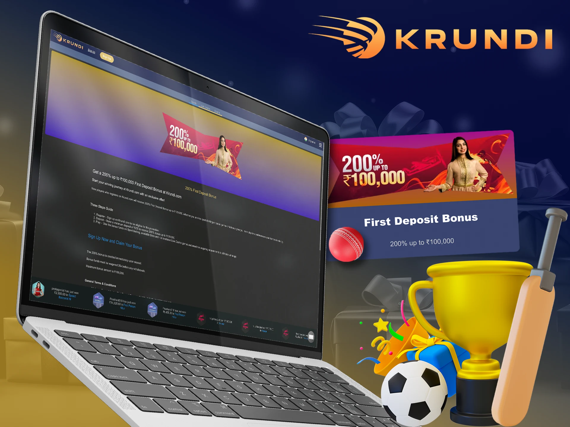 Get a bonus from Krundi for successful sports betting.