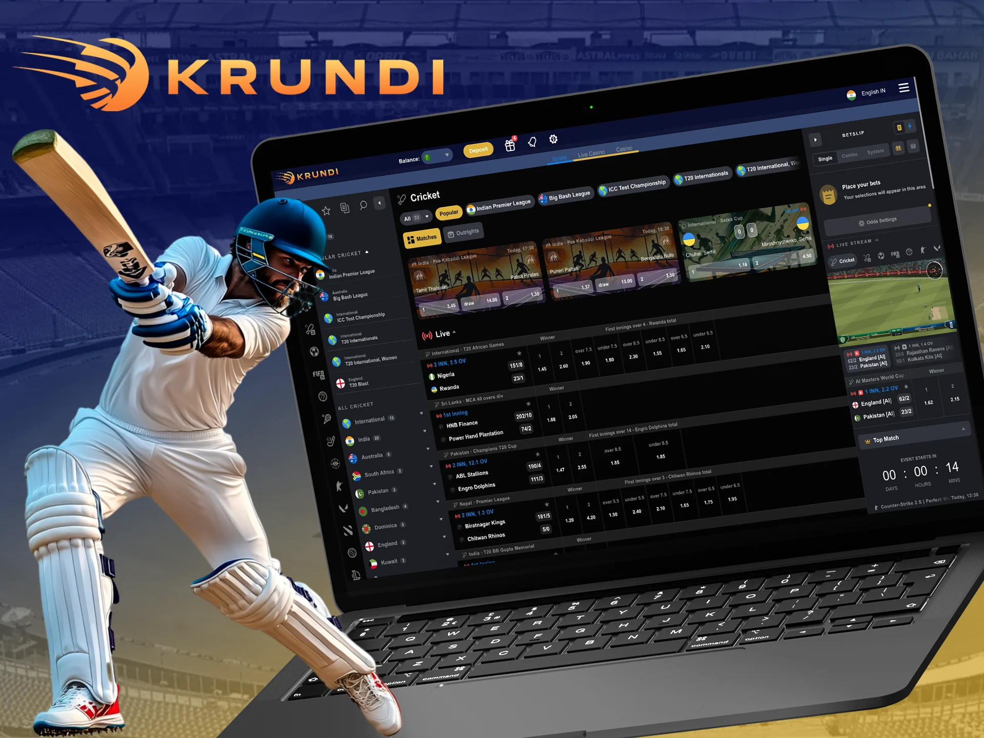 Place your bets on your favourite cricket teams at Krundi.