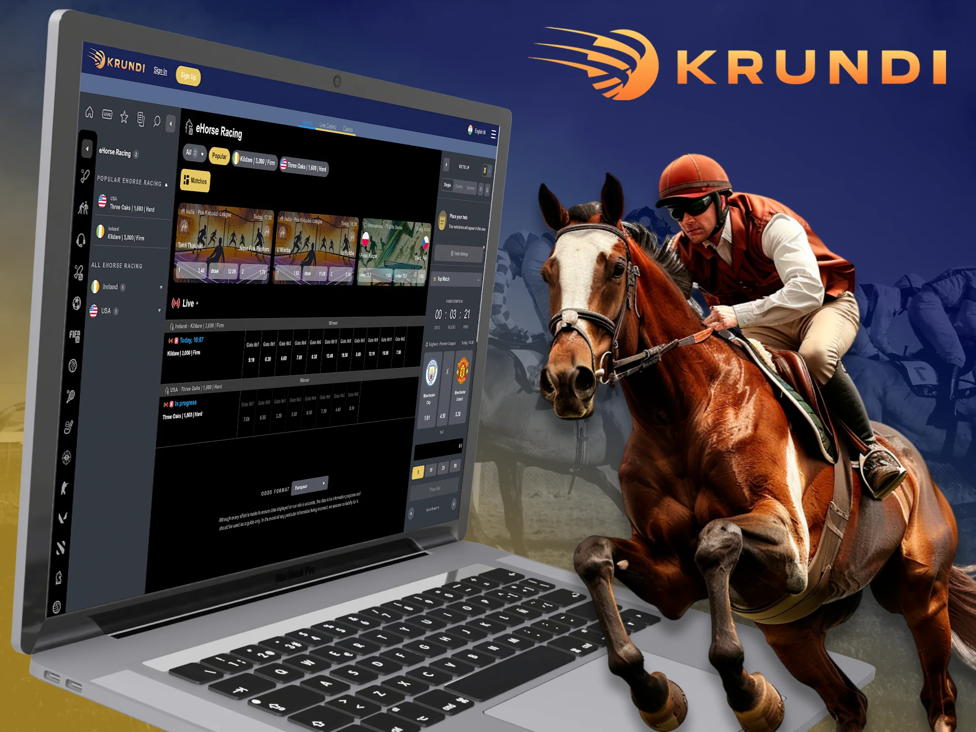 Choose your lucky horse to bet on at Krundi.