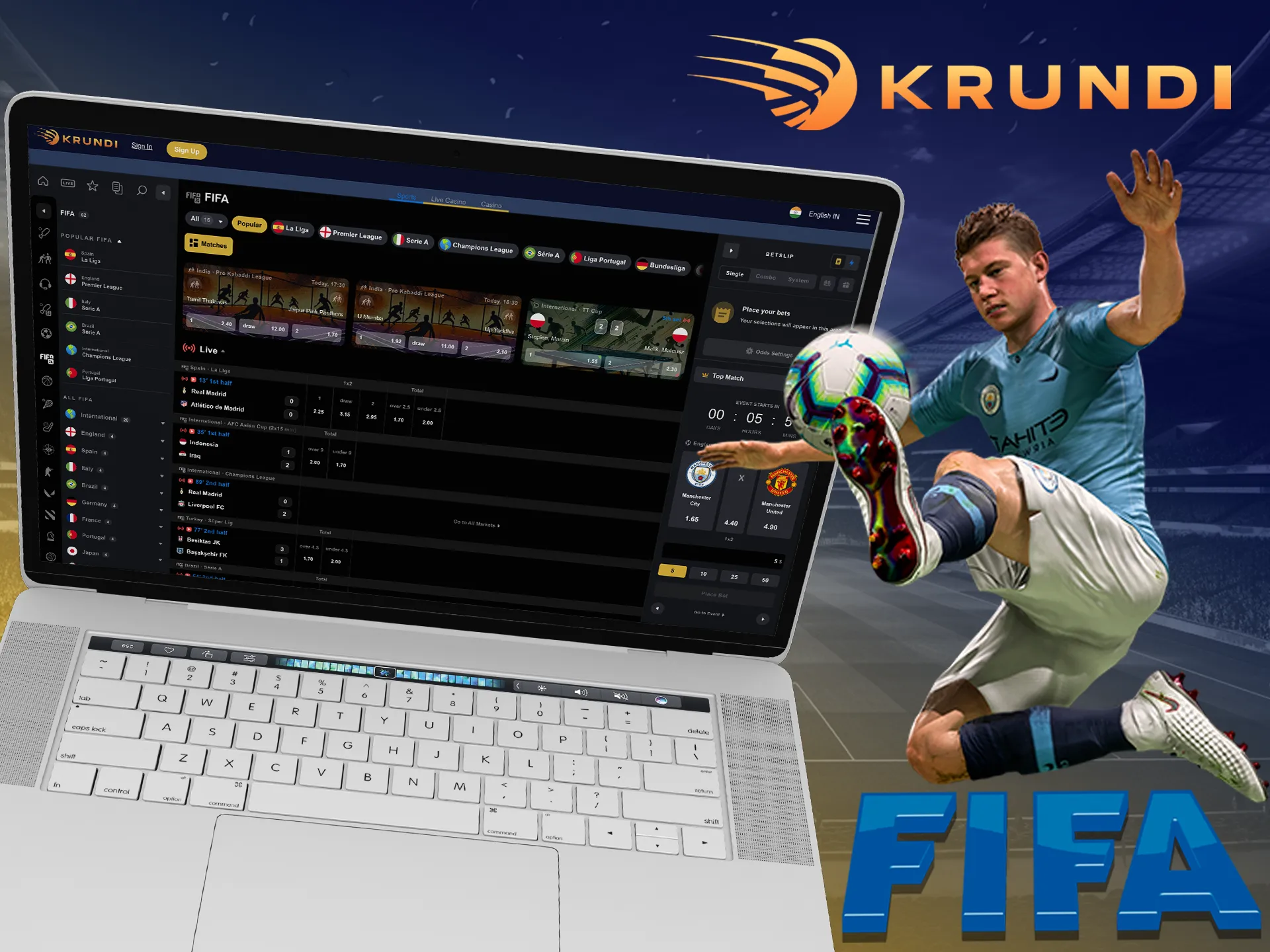 Place your bets on the popular Fifa game at Krundi.