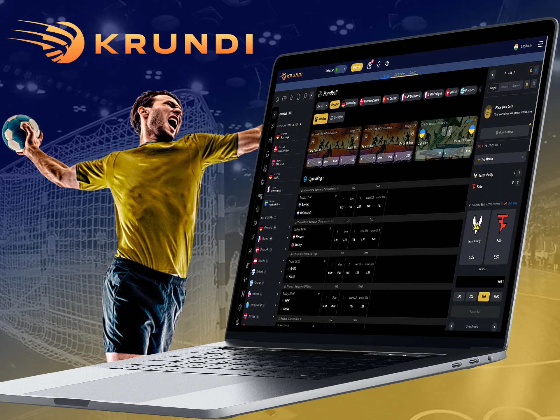 Choose the right handball tournament for you and bet with KrundI.