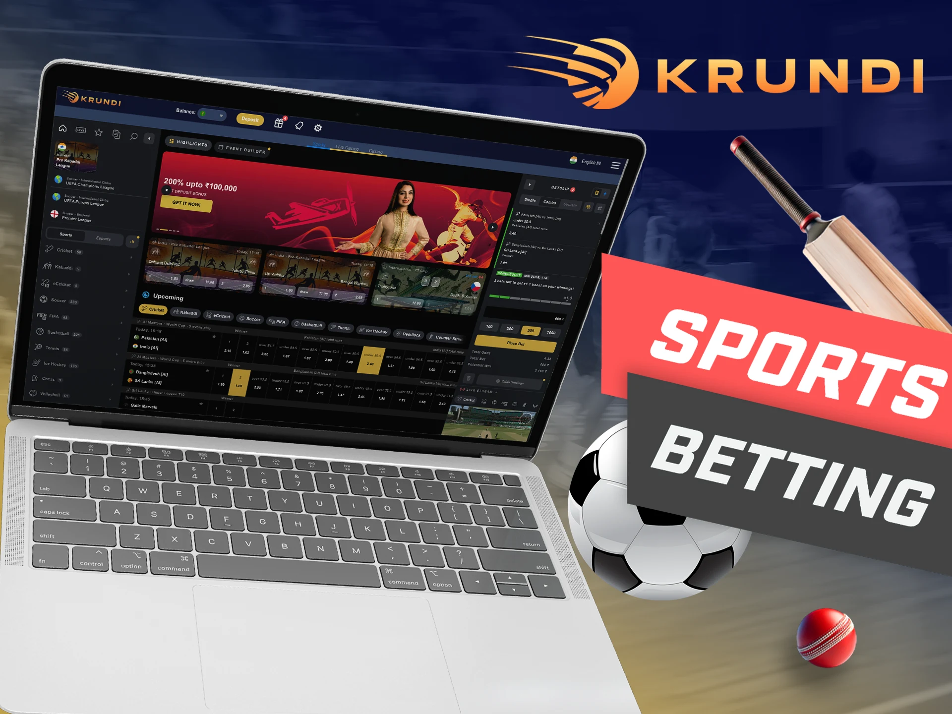 Predict the outcomes of sporting events and win at Krundi.