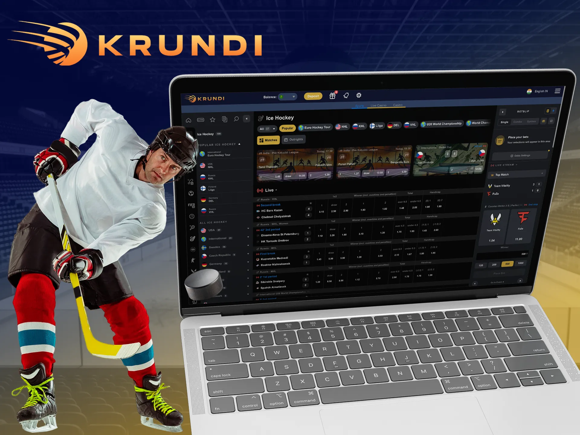 Find your favourite hockey team and bet on them at Krundi.