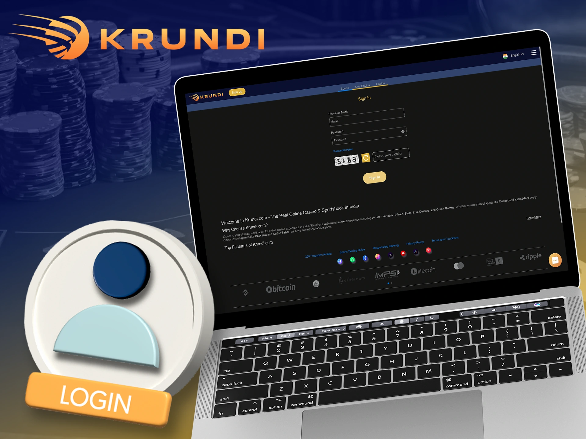 Use the details and log in to your Krundi account.