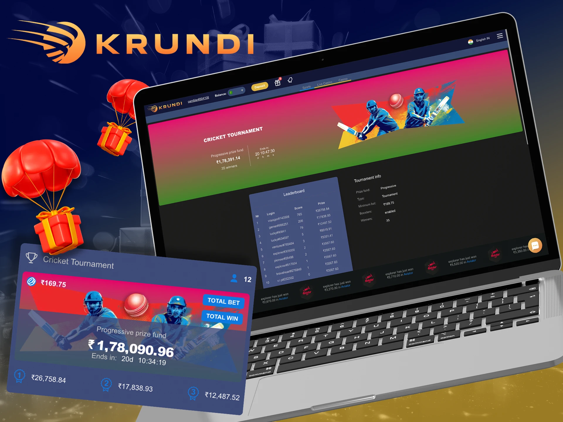 Win big by betting on the cricket tournament at Krundi.