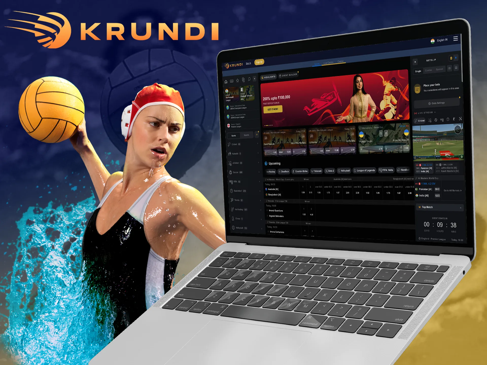 Move to the winning team by betting on water polo at Krundi.