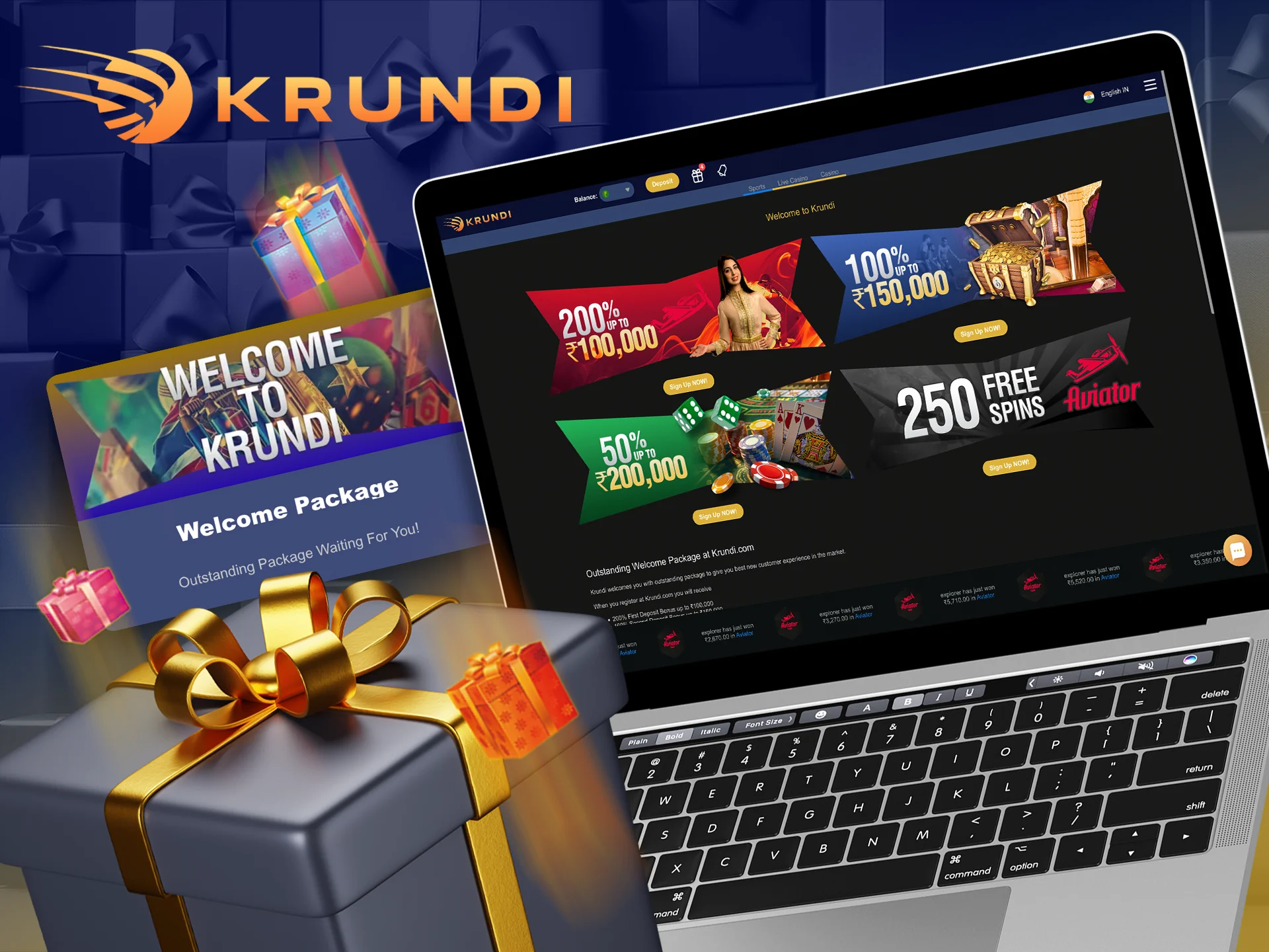 A welcome bonus is already waiting for you at Krundi.