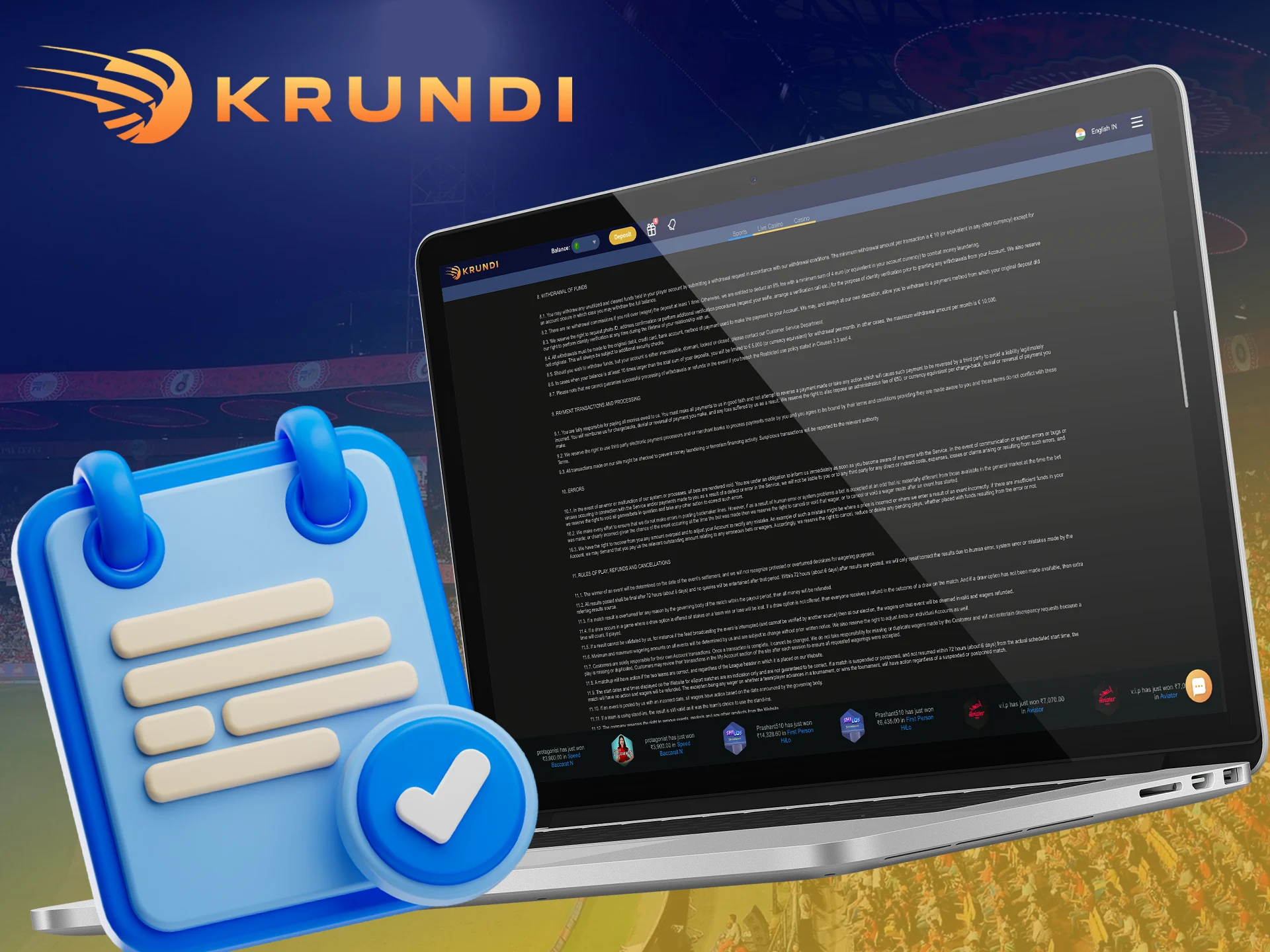 Read the rules for withdrawing funds from Krundi.