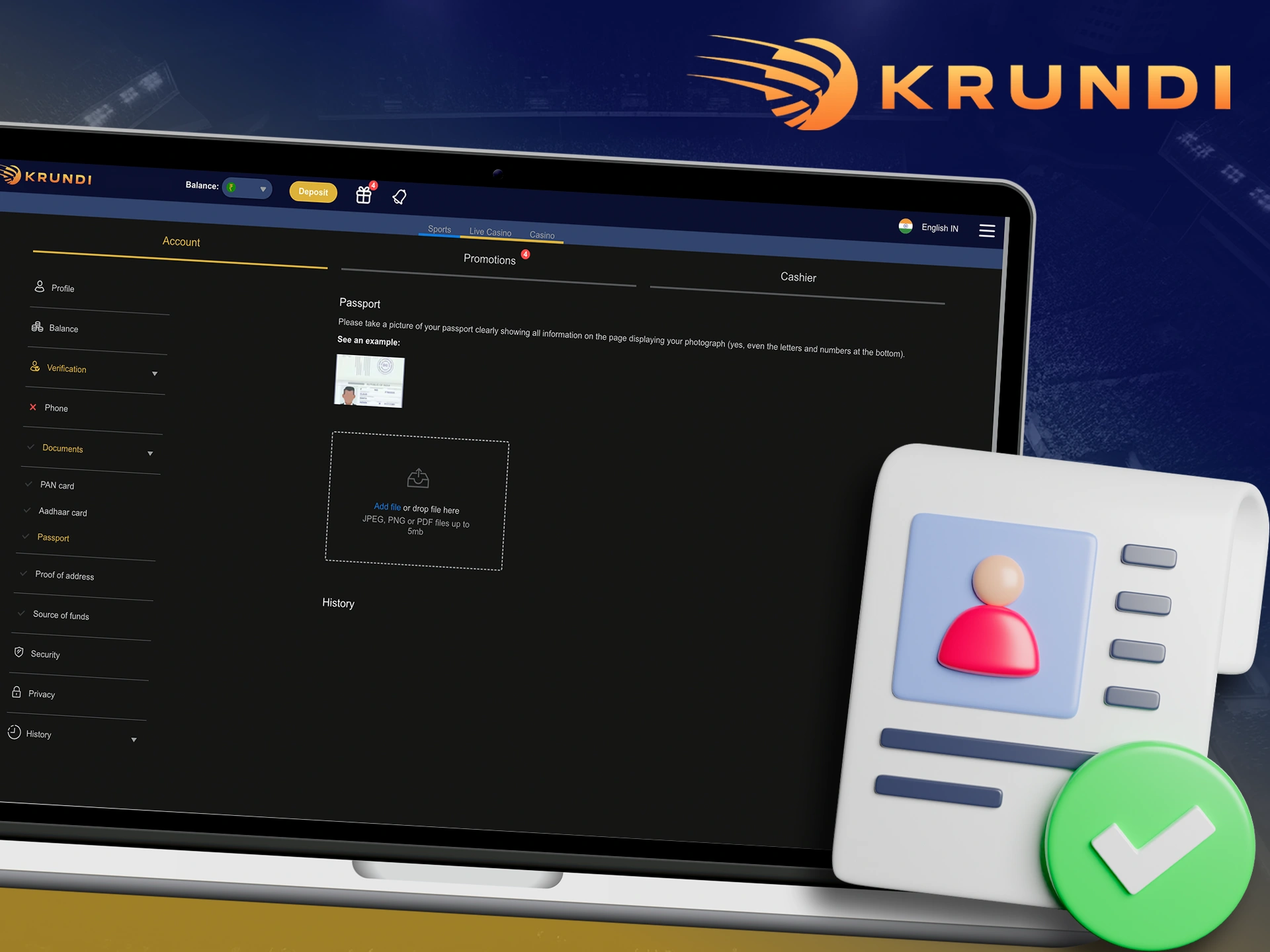 Confirm the necessary documents to verify your Krundi account.