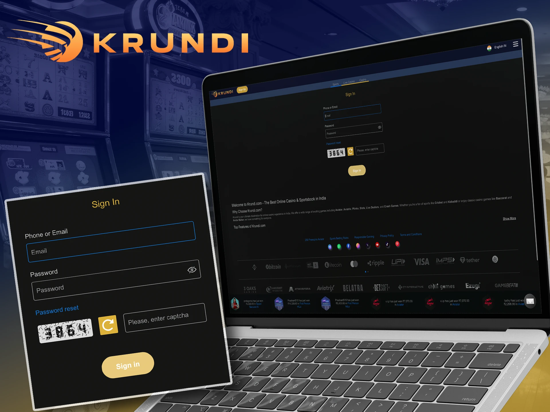 Log in to your Krundi account before you start betting.