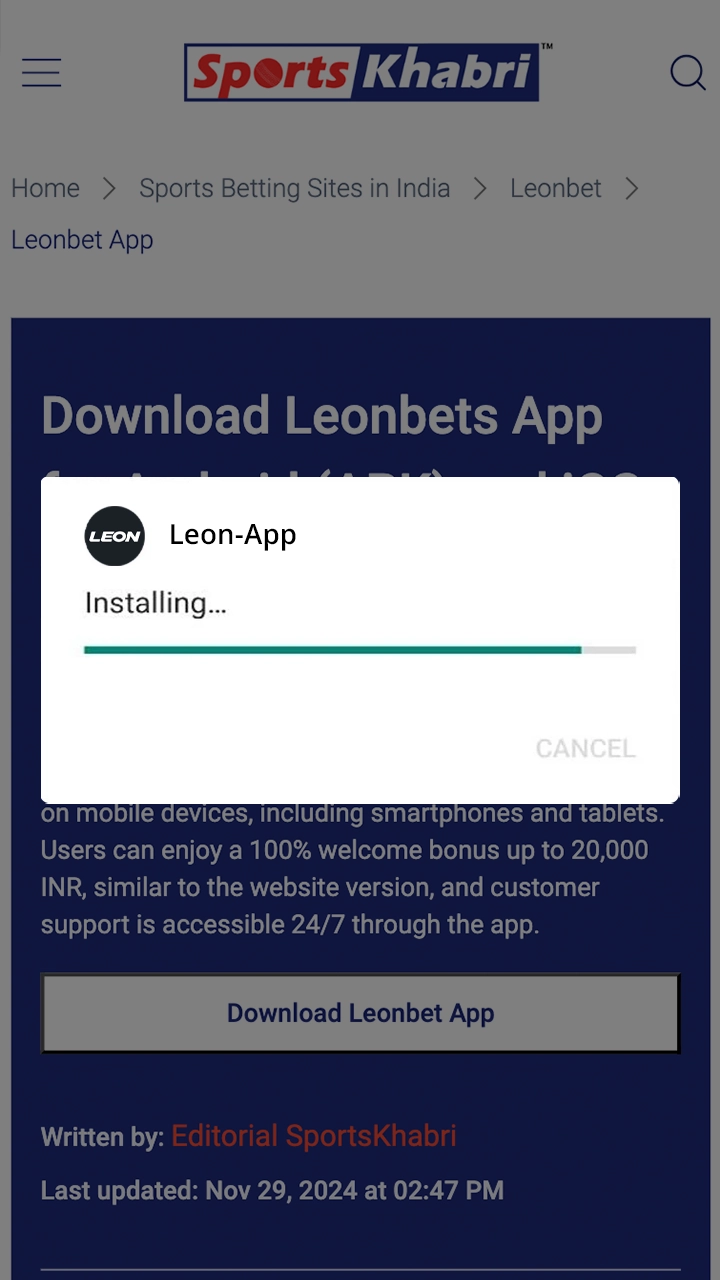 Wait for the Leonbet app to complete installation.