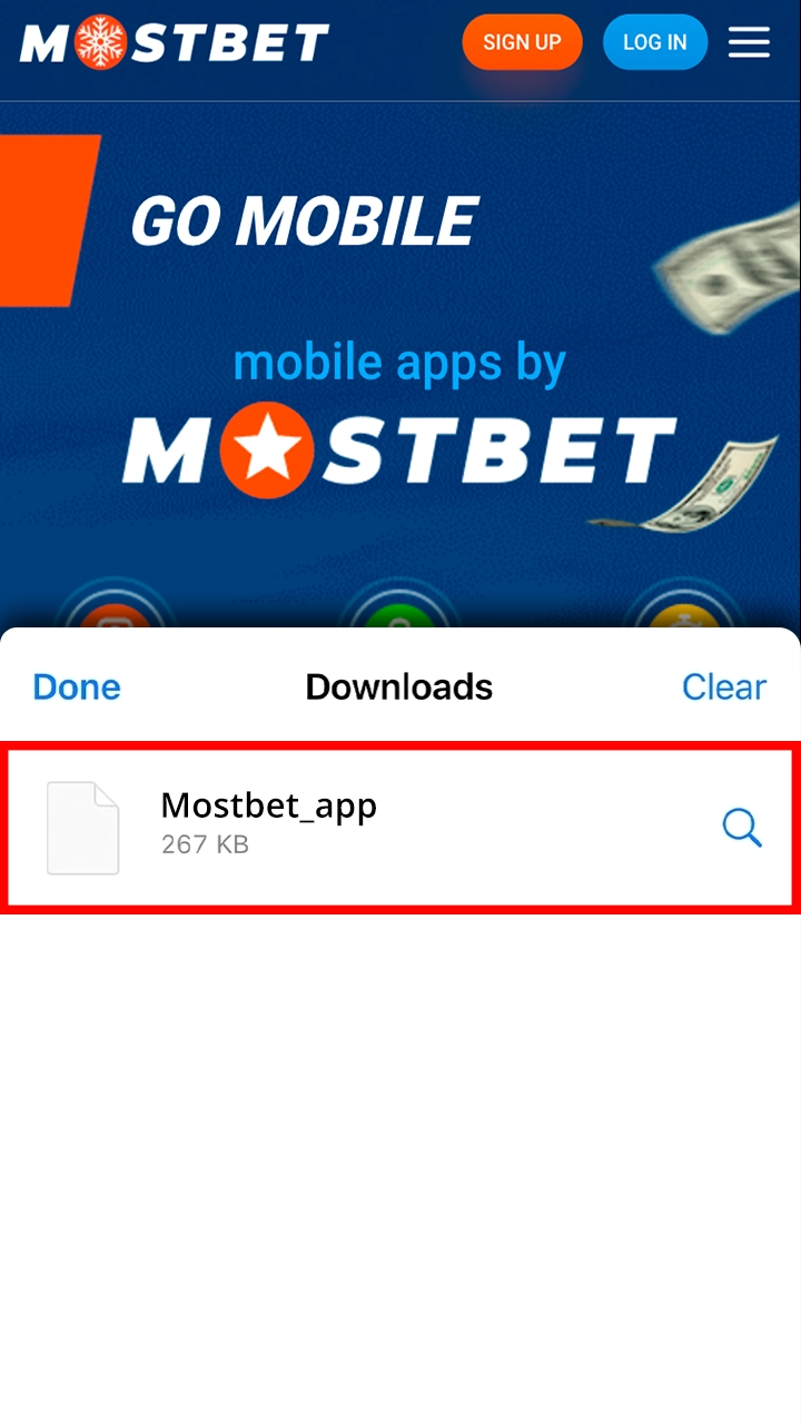 Open the downloads and start installing the Mostbet app on your smartphone.